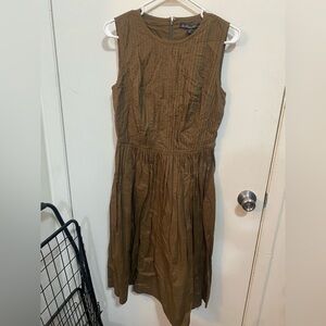 Brooks Brothers Sleeveless Olive Midi Dress